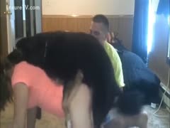 Amateur pair filmed their 1st dog sex